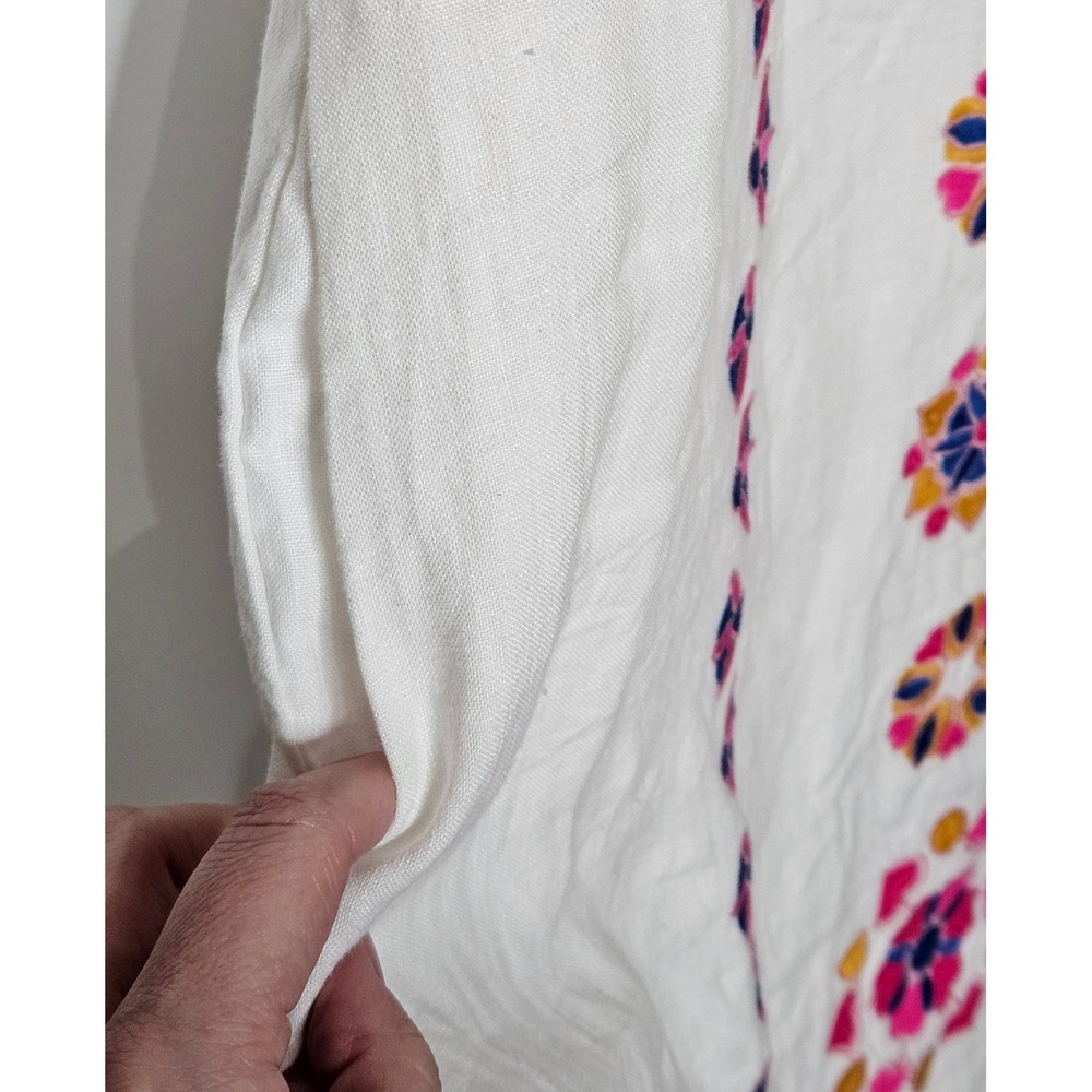 Boden Womens White 100% Linen Embroidered Floral Garden Cottage Shift Dress 8R - Picture 6 of 6